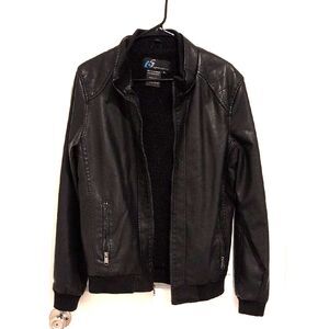 i5 Apparel Sherpa Lined Black Bomber Jacket